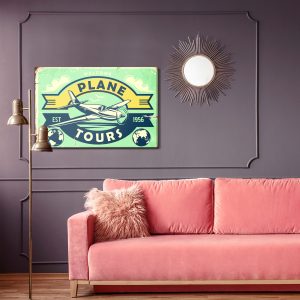 Peinture sur toile Lettrage Avion Et Rétro – Image 4