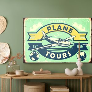 Peinture sur toile Lettrage Avion Et Rétro – Image 5