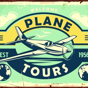 Peinture sur toile Lettrage Avion Et Rétro – Image 1