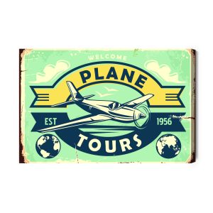 Peinture sur toile Lettrage Avion Et Rétro – Image 2