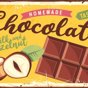 Peinture sur toile Chocolat Aux Noix Et Lettrage Rétro – Image 1