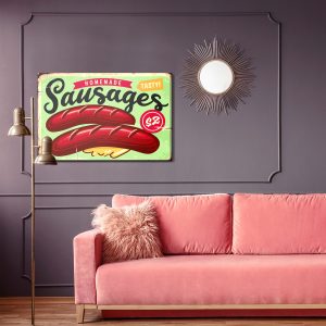 Peinture sur toile Saucisses Et Lettrage Vintage – Image 4