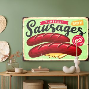 Peinture sur toile Saucisses Et Lettrage Vintage – Image 5