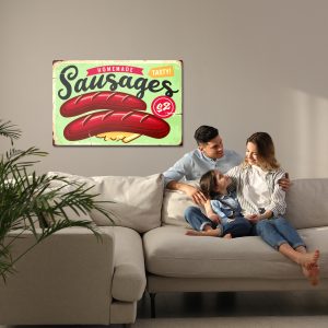 Peinture sur toile Saucisses Et Lettrage Vintage – Image 7
