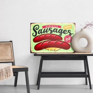 Peinture sur toile Saucisses Et Lettrage Vintage – Image 6