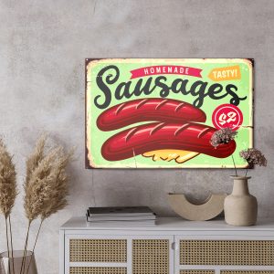 Peinture sur toile Saucisses Et Lettrage Vintage – Image 3