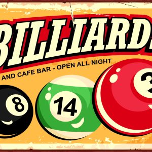 Peinture sur toile Boules De Billard Et Lettrage Rétro – Image 1