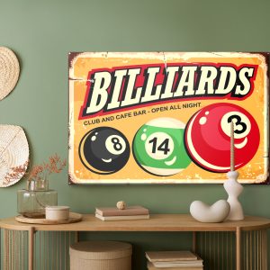 Peinture sur toile Boules De Billard Et Lettrage Rétro – Image 5