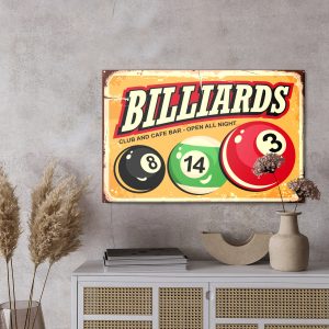Peinture sur toile Boules De Billard Et Lettrage Rétro – Image 3