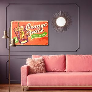 Peinture sur toile Jus D'orange Et Lettrage Rétro – Image 4