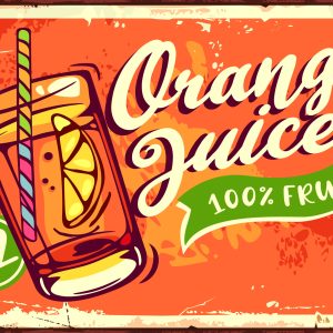 Peinture sur toile Jus D'orange Et Lettrage Rétro – Image 1