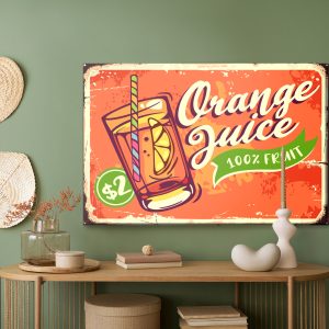 Peinture sur toile Jus D'orange Et Lettrage Rétro – Image 5