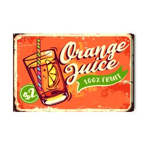 Peinture sur toile Jus D'orange Et Lettrage Rétro – Image 2