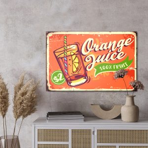 Peinture sur toile Jus D'orange Et Lettrage Rétro – Image 3