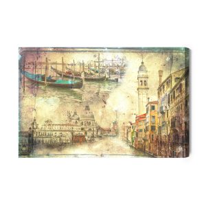 Peinture sur toile Venise Dans Le Style Vintage – Image 2