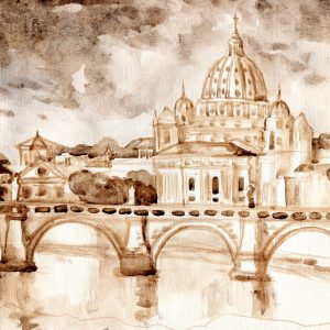 Peinture sur toile Rome Peinte À L'aquarelle – Image 1