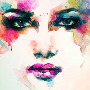 Peinture sur toile Visage De Femme Peint À L'aquarelle – Image 1