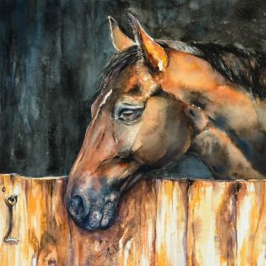 Peinture sur toile Un Cheval Dans La Cour – Image 1