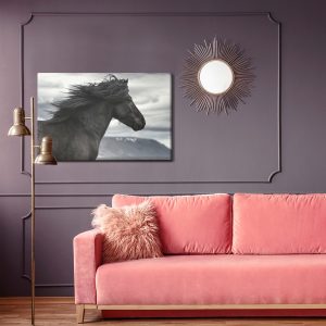 Peinture sur toile Cheval Noir Sur Fond De Nuages – Image 4