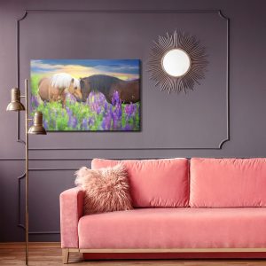 Peinture sur toile Chevaux Amoureux Des Fleurs – Image 4