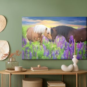 Peinture sur toile Chevaux Amoureux Des Fleurs – Image 5