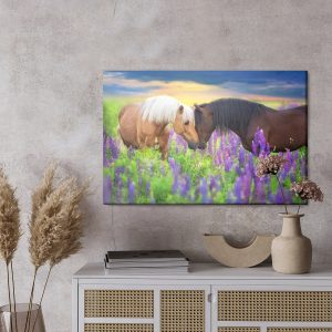 Peinture sur toile Chevaux Amoureux Des Fleurs – Image 3