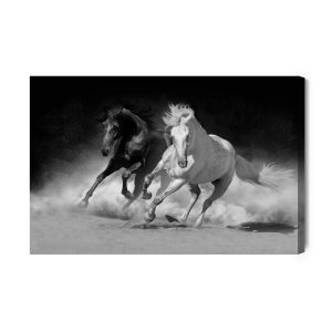 Peinture sur toile Chevaux En Noir Et Blanc – Image 2