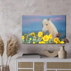 Peinture sur toile Cheval Et Tournesols – Image 3