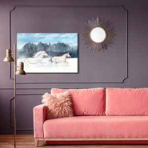 Peinture sur toile Chevaux Galopant Dans La Neige – Image 4
