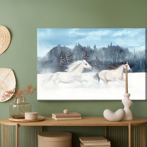 Peinture sur toile Chevaux Galopant Dans La Neige – Image 5