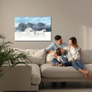 Peinture sur toile Chevaux Galopant Dans La Neige – Image 7