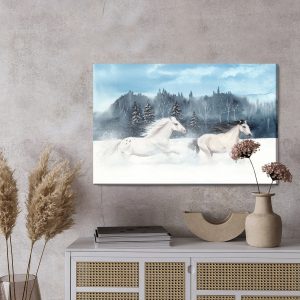 Peinture sur toile Chevaux Galopant Dans La Neige – Image 3