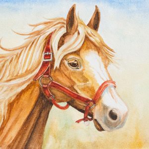 Peinture sur toile Un Cheval Peint À L'aquarelle – Image 1