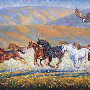 Peinture sur toile Chevaux Galopant Dans Les Montagnes – Image 1