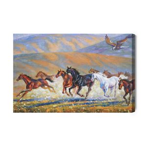 Peinture sur toile Chevaux Galopant Dans Les Montagnes – Image 2