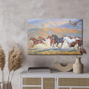 Peinture sur toile Chevaux Galopant Dans Les Montagnes – Image 3