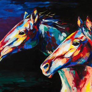 Peinture sur toile Chevaux Abstraits Colorés – Image 1