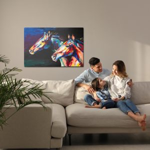 Peinture sur toile Chevaux Abstraits Colorés – Image 7