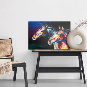 Peinture sur toile Chevaux Abstraits Colorés – Image 6