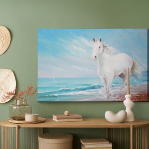 Peinture sur toile Cheval Blanc Au Bord De La Mer – Image 5