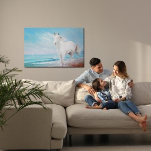 Peinture sur toile Cheval Blanc Au Bord De La Mer – Image 7