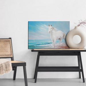 Peinture sur toile Cheval Blanc Au Bord De La Mer – Image 6