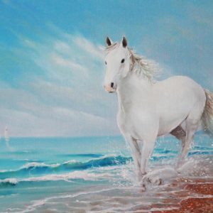 Peinture sur toile Cheval Blanc Au Bord De La Mer – Image 1