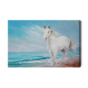 Peinture sur toile Cheval Blanc Au Bord De La Mer – Image 2