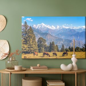 Peinture sur toile Chevaux Et Paysage De Montagne – Image 5