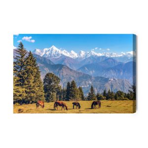 Peinture sur toile Chevaux Et Paysage De Montagne – Image 2