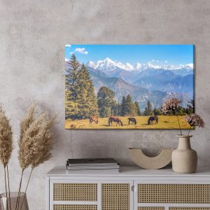 Peinture sur toile Chevaux Et Paysage De Montagne – Image 3