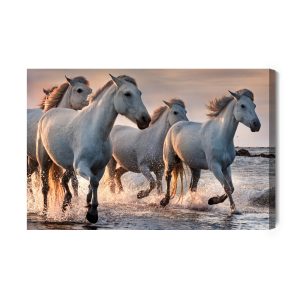 Peinture sur toile Chevaux Blancs Dans La Mer – Image 2