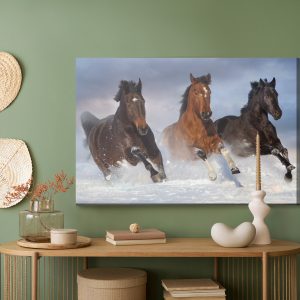 Peinture sur toile Chevaux Au Galop En Hiver – Image 5