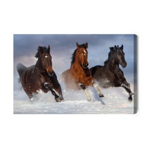 Peinture sur toile Chevaux Au Galop En Hiver – Image 2
